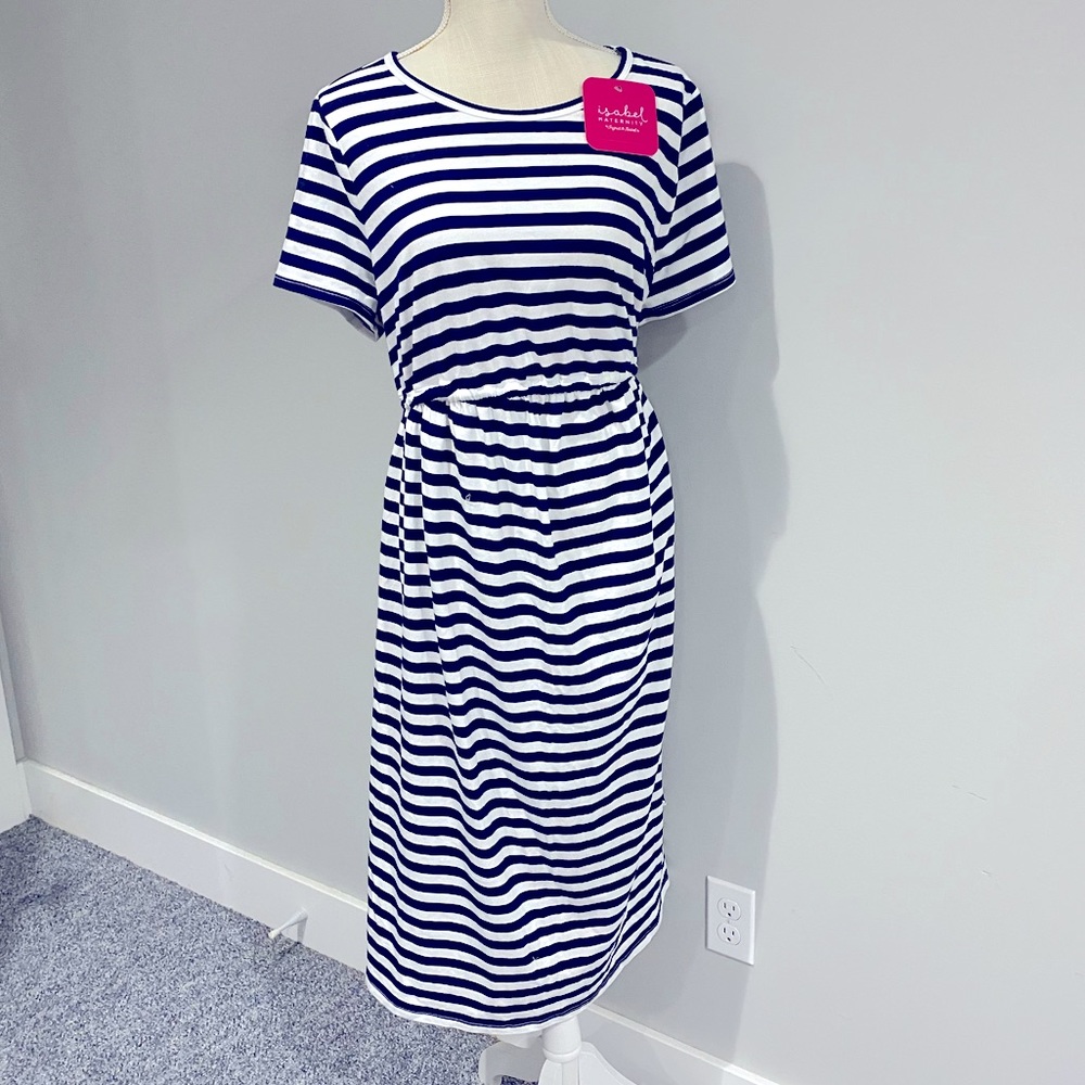 NWT Navy/White Striped Maternity Dress